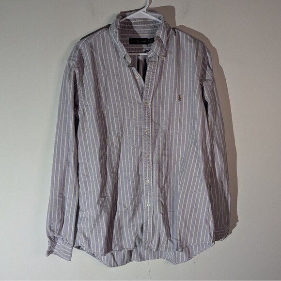 Ralph Lauren Blue Label Pony Logo Purple Striped Button Down Long Sleeve Size XL - Picture 1 of 5
